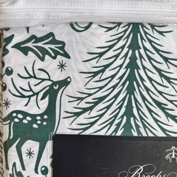 Brooks Brothers Holiday Christmas Cotton Sheet Set | FULL Size (reindeer tree) - Picture 3 of 5